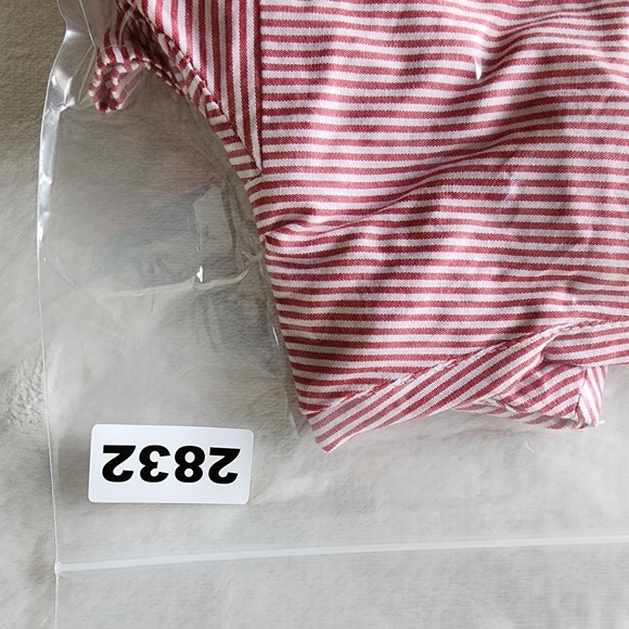 Zara Trafaluc Off Shoulder Top Womens Small Pink Stripe Puff Sleeves Cotton - Picture 14 of 14